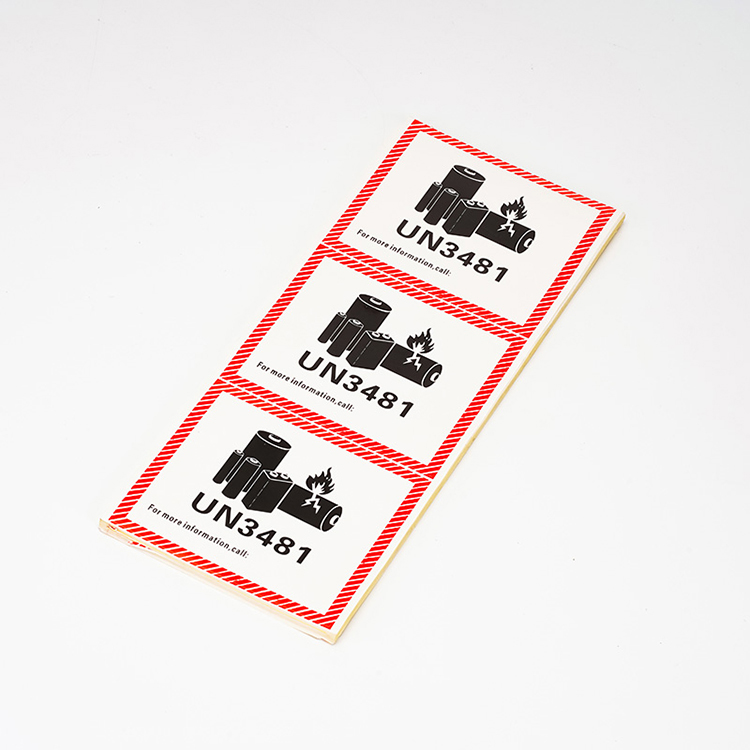 Chinese Manufacturer Custom Printed UN3481 Lithium Battery Warning Sticker Label